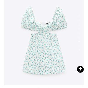 Zara Women’s Floral Cut-Out Dress • Size: XS • Color: Blue floral